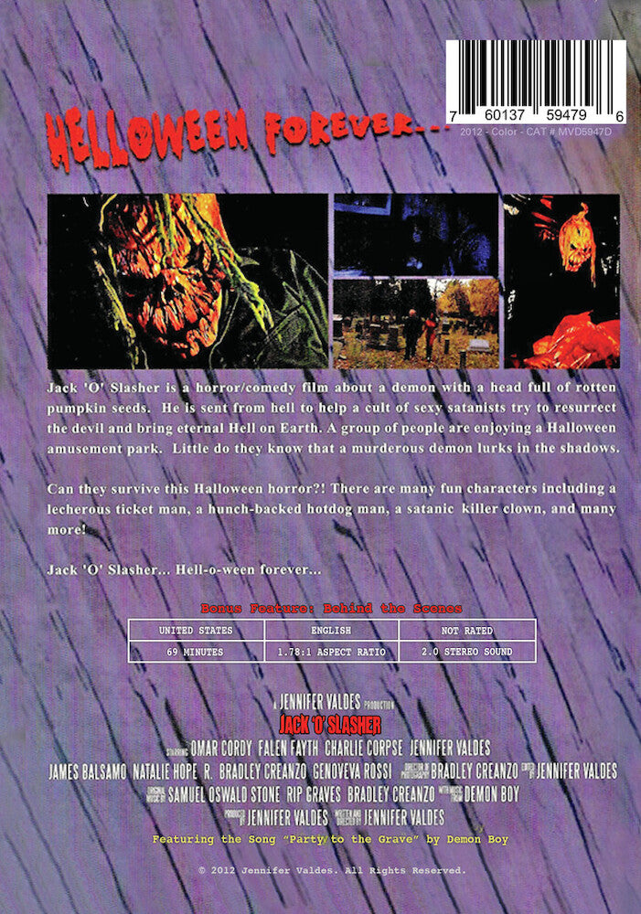 jack 'o slasher - Back Panel - DVD