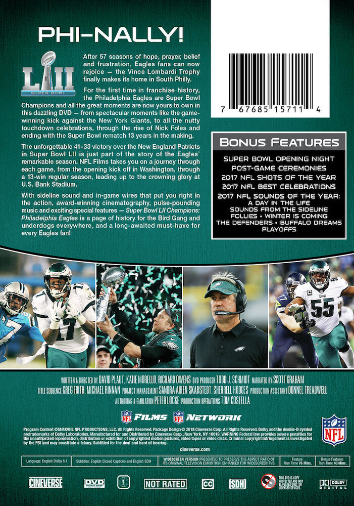 nfl super bowl 52 champions - philadelphia eagles - Back Panel - DVD