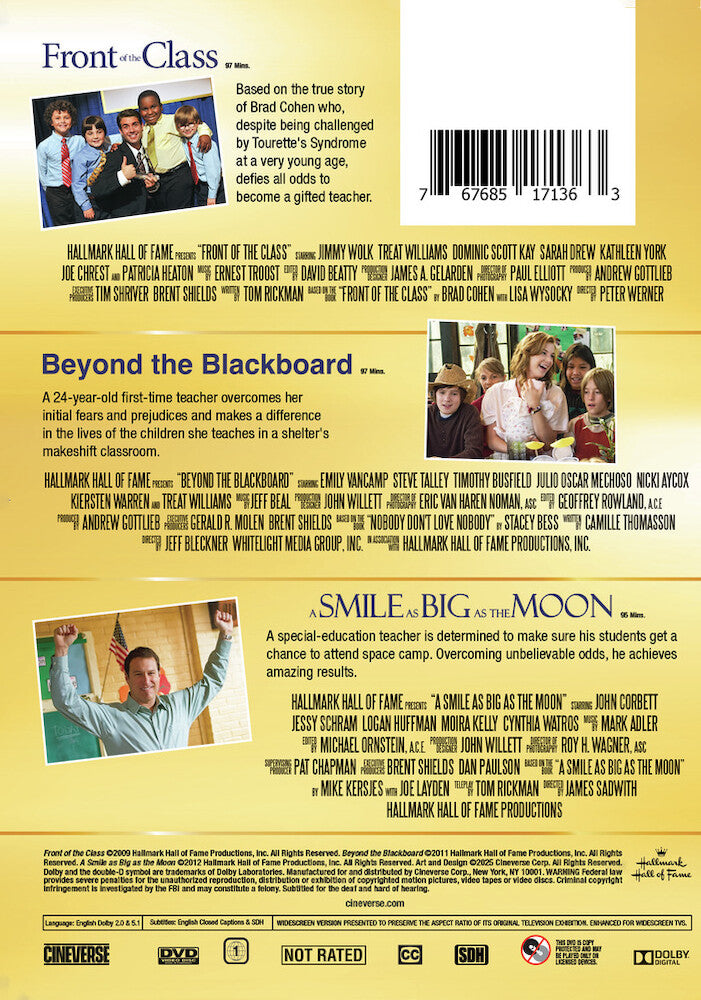 Hallmark Hall of Fame 3-Movie Collection: Front of the Class, Beyond the Blackboard, A Smile as Big as the Moon - Back Panel - 