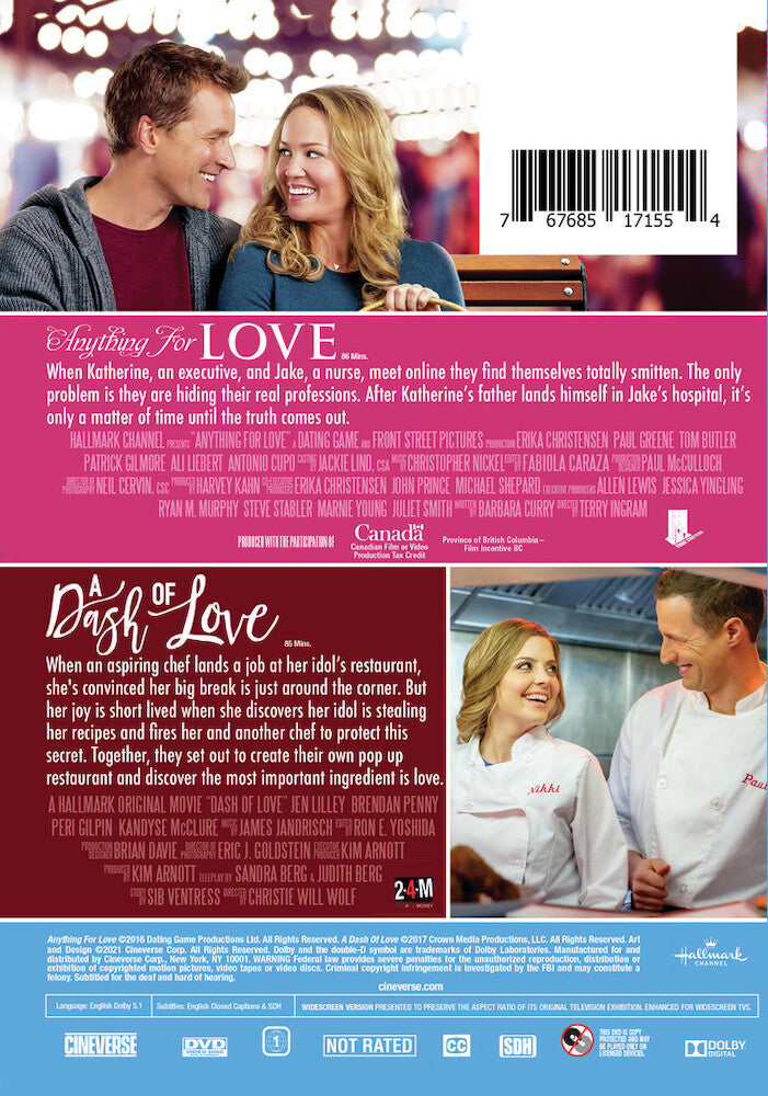 hallmark 2-movie collection: anything for love & a dash of love - Back Panel - DVD