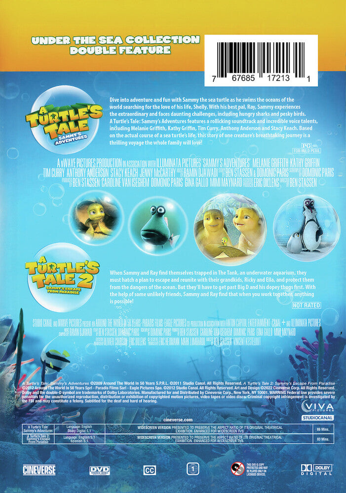 a turtle's tale 2-movie collection: sammy's adventure & sammy's escape from paradise - Back Panel - DVD