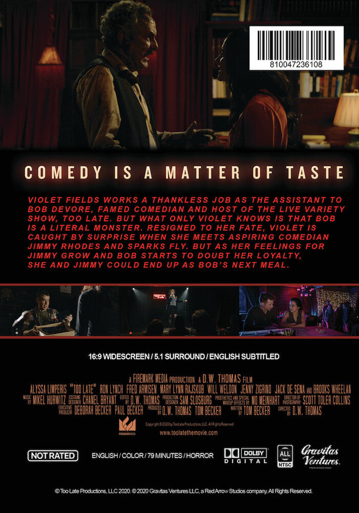 too late - Back Panel - DVD