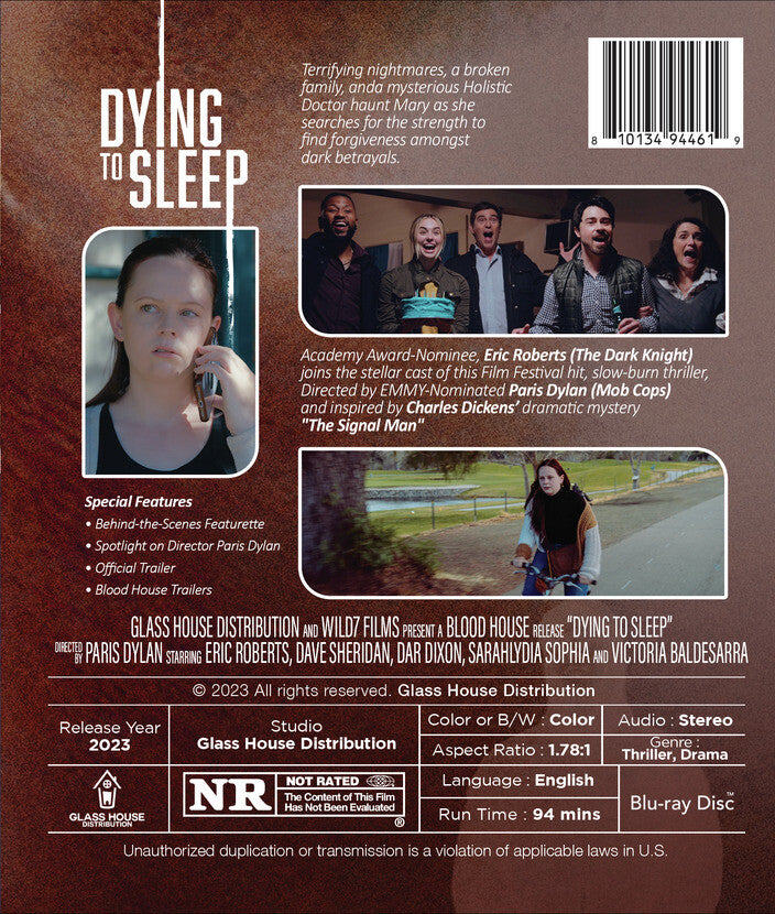 dying to sleep - Back Panel - Blu-ray
