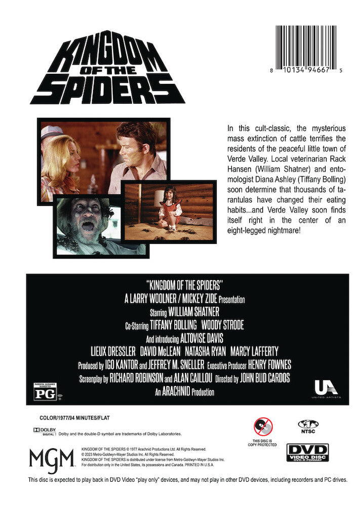kingdom of the spiders - Back Panel - DVD