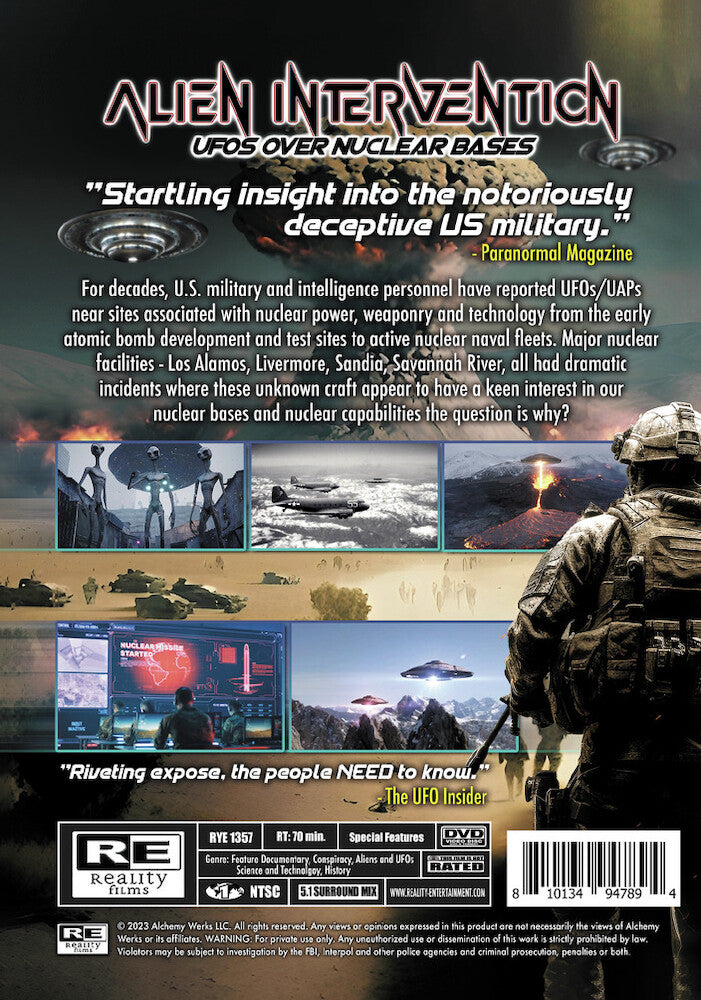 alien intervention: ufos over nuclear bases - Back Panel - DVD