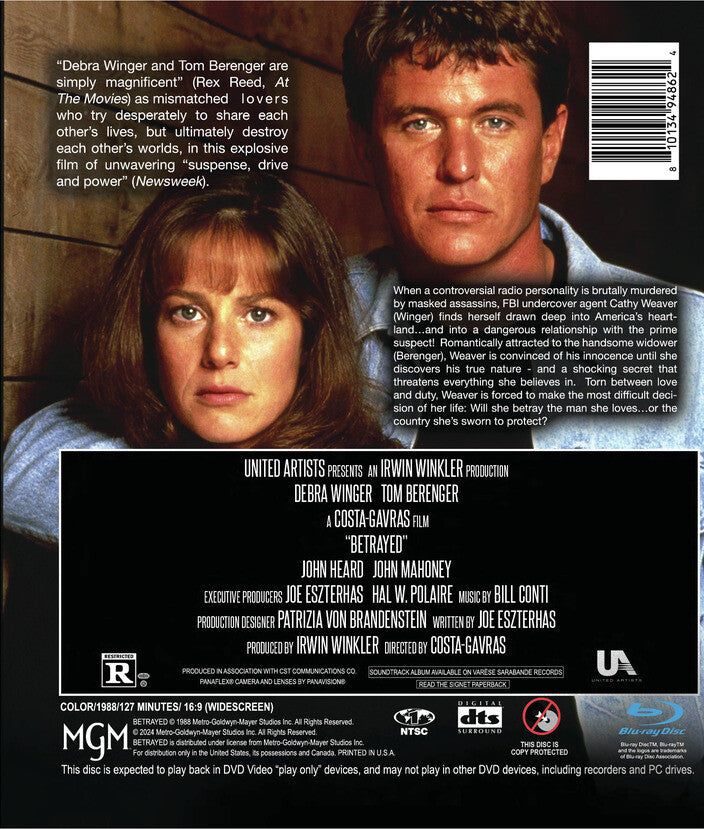 betrayed (1988) - Back Panel - Blu-ray