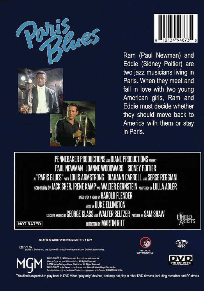 paris blues - Back Panel - DVD