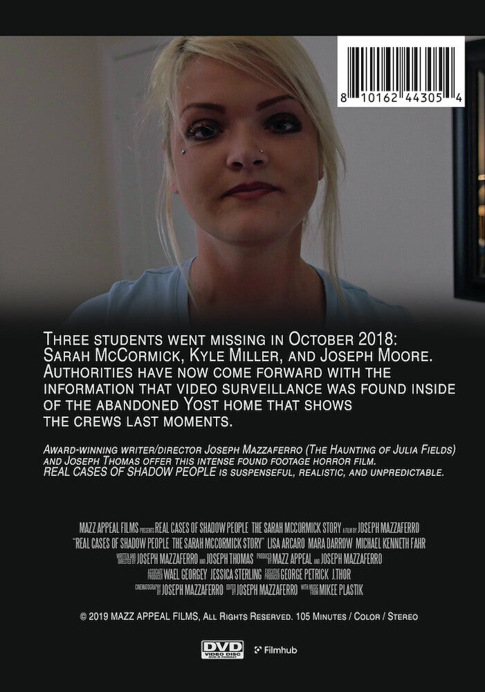 real cases of shadow people: the sarah mccormick story - Back Panel - DVD