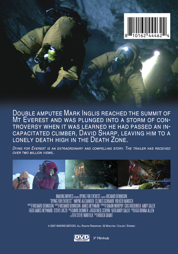 dying for everest - Back Panel - DVD