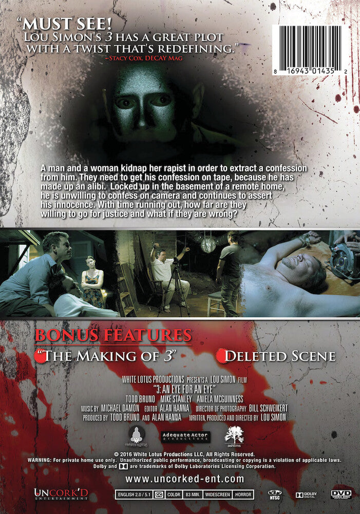 3 an eye for an eye - Back Panel - DVD