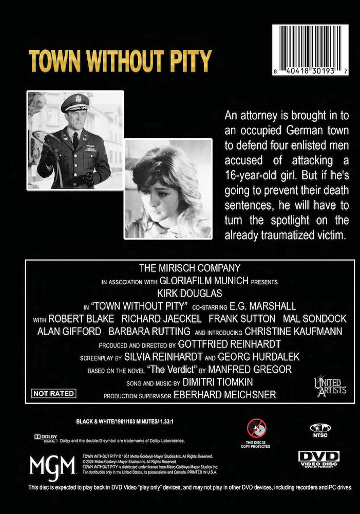 town without pity - Back Panel - DVD