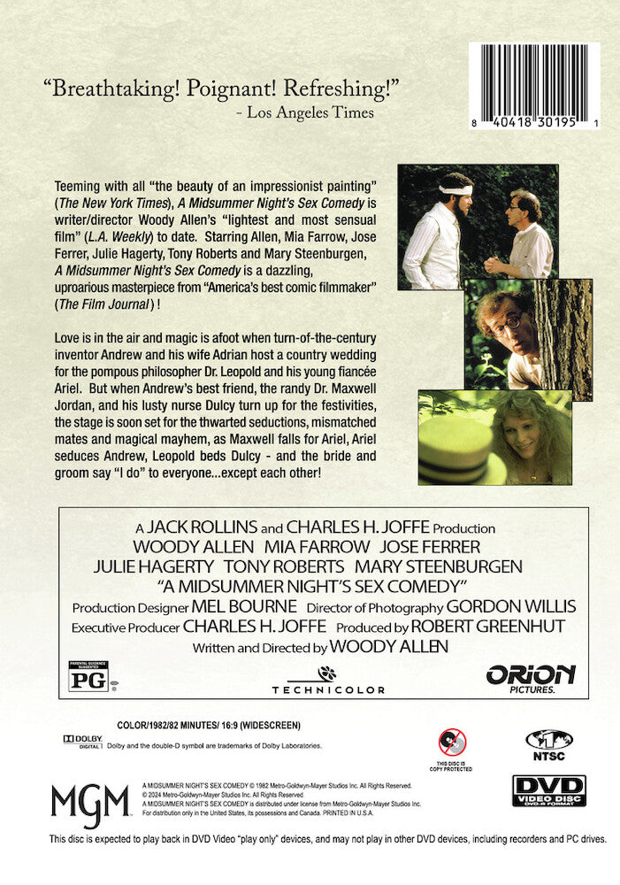 a midsummer night's sex comedy - Back Panel - DVD