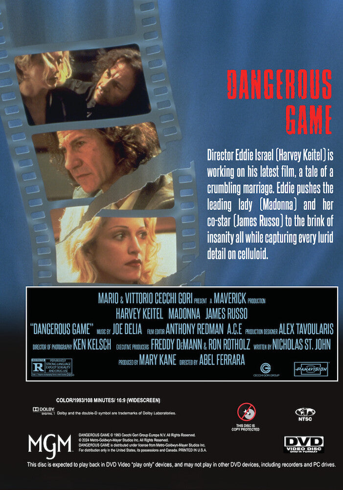dangerous game (1993) - Back Panel - DVD