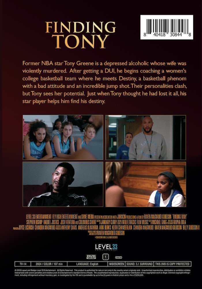 finding tony - Back Panel - DVD