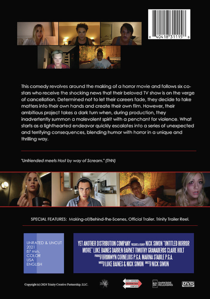 untitled horror movie - Back Panel - DVD