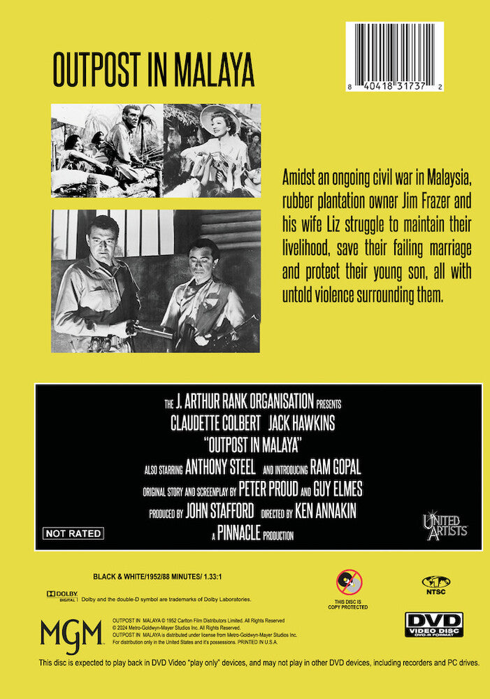 outpost in malaya - Back Panel - DVD