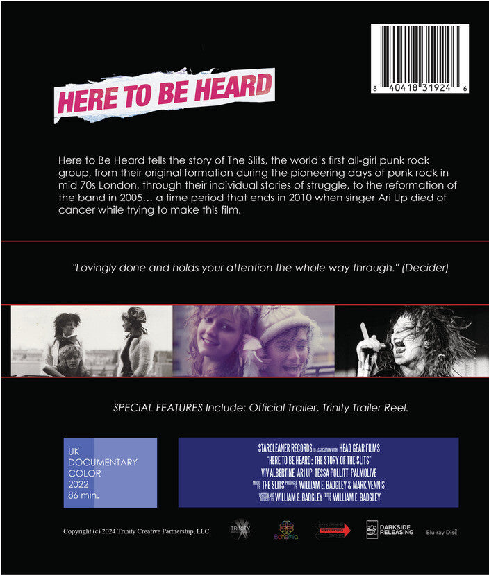 Here To Be Heard - The Story of the Slits - Back Panel - 