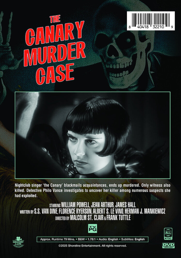 the canary murder case - Back Panel - DVD