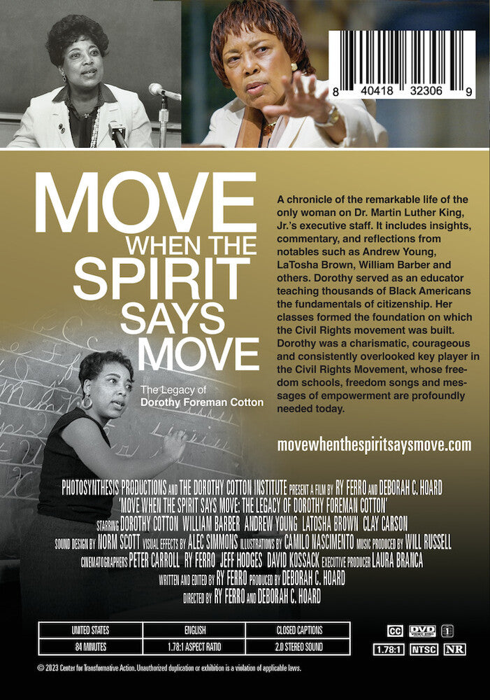 move when the spirit says move: the legacy of dorothy foreman cotton - Back Panel - DVD