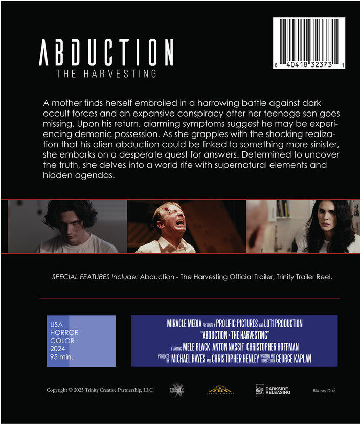 abduction - the harvesting - Back Panel - Blu-ray