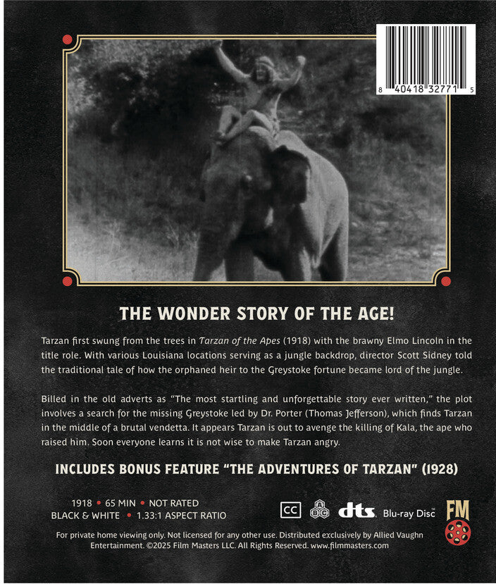 tarzan of the apes (1918) | newly restored archive collection - Back Panel - Blu-ray