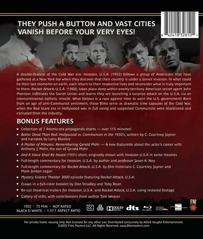 invasion, u.s.a. (1952) with bonus film, rocket attack u.s.a. (1960) - Back Panel - Blu-ray