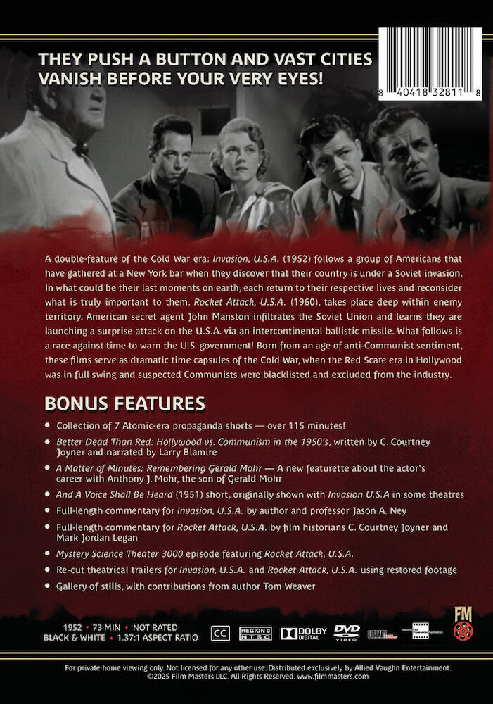 invasion, u.s.a. (1952) with bonus film, rocket attack u.s.a. (1960) - Back Panel - DVD