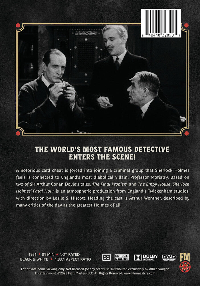 The Fatal Hour (1931) | Newly Restored Archive Collection - Back Panel - 