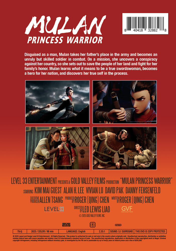 mulan princess warrior - Back Panel - DVD