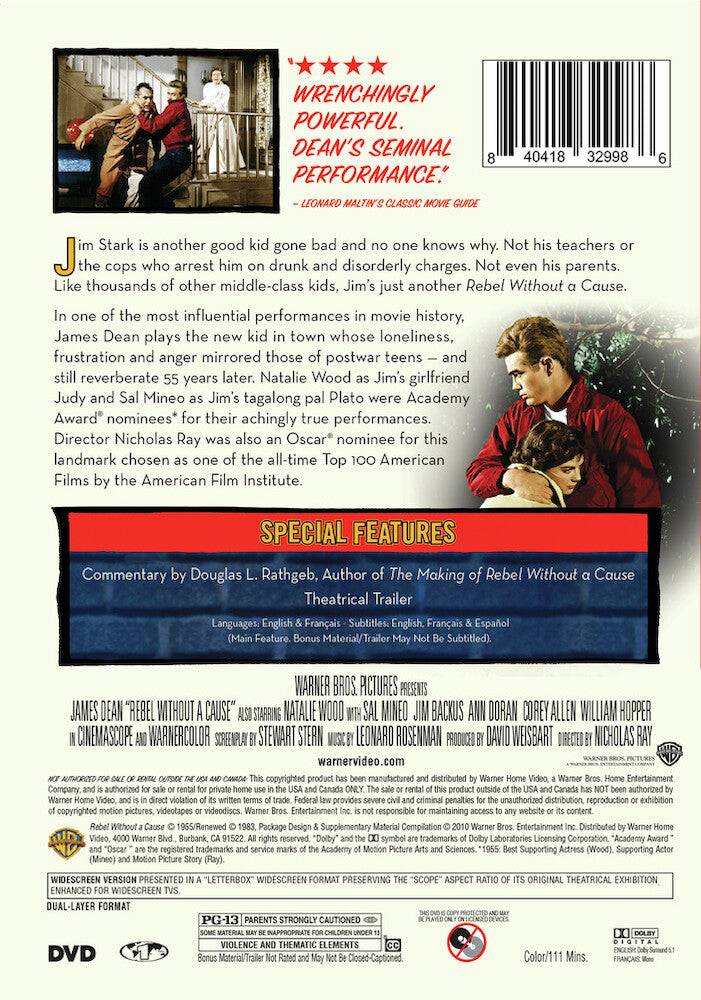 rebel without a cause - Back Panel - DVD