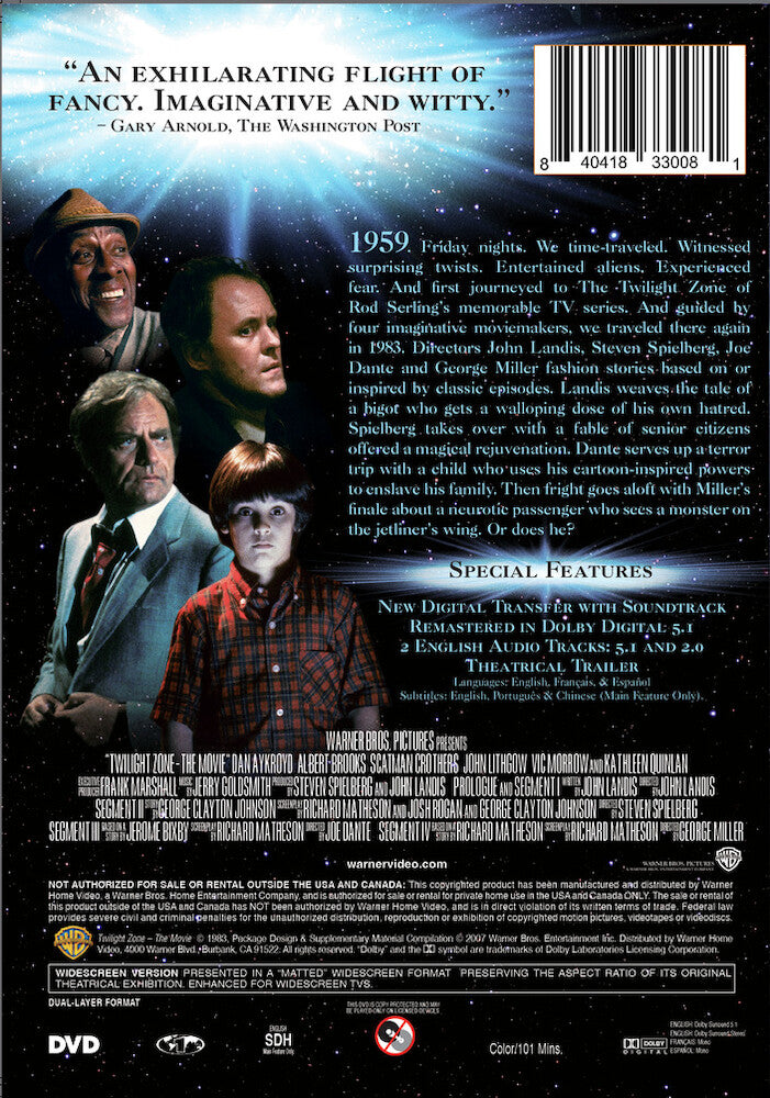twilight zone: the movie - Back Panel - DVD