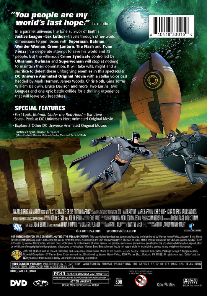 dcu justice league: crisis on two earths - Back Panel - DVD