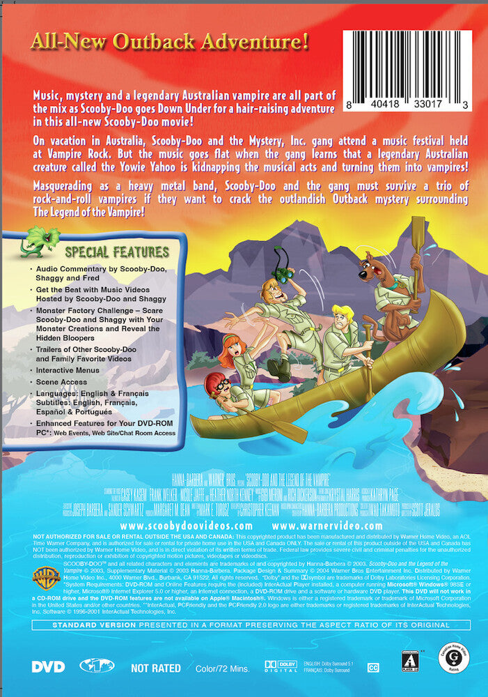 scooby-doo and the legend of the vampire - Back Panel - DVD