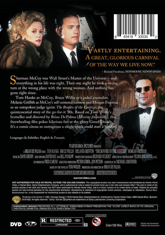 bonfire of the vanities - Back Panel - DVD