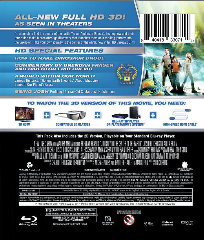 Journey to the Center of the Earth [Blu-ray] - Back Panel - 