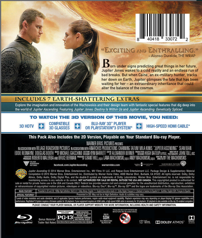 Jupiter Ascending [3D Blu-ray + Blu-ray] - Back Panel - 