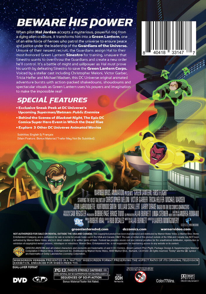 green lantern: first flight - Back Panel - DVD