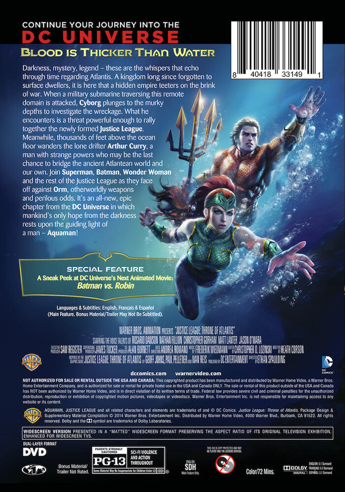 Justice League: Throne of Atlantis - Back Panel - 