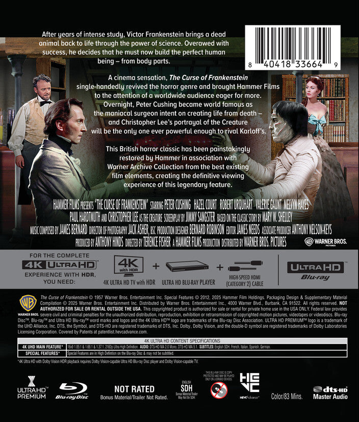 the curse of frankenstein - Back Panel - 4K UHD