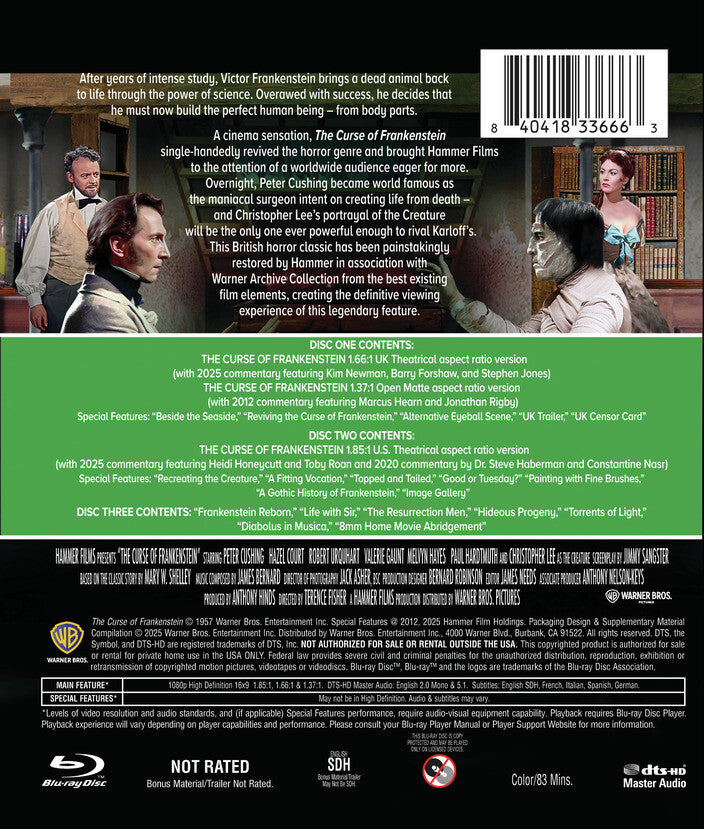 The Curse of Frankenstein - Back Panel - 