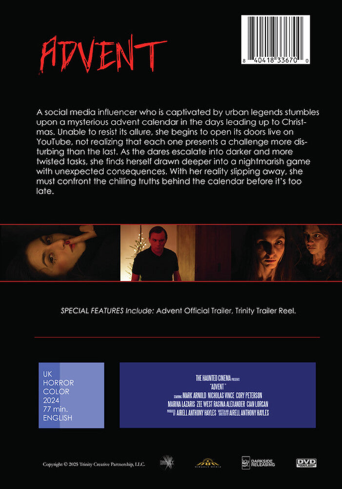 advent - Back Panel - DVD