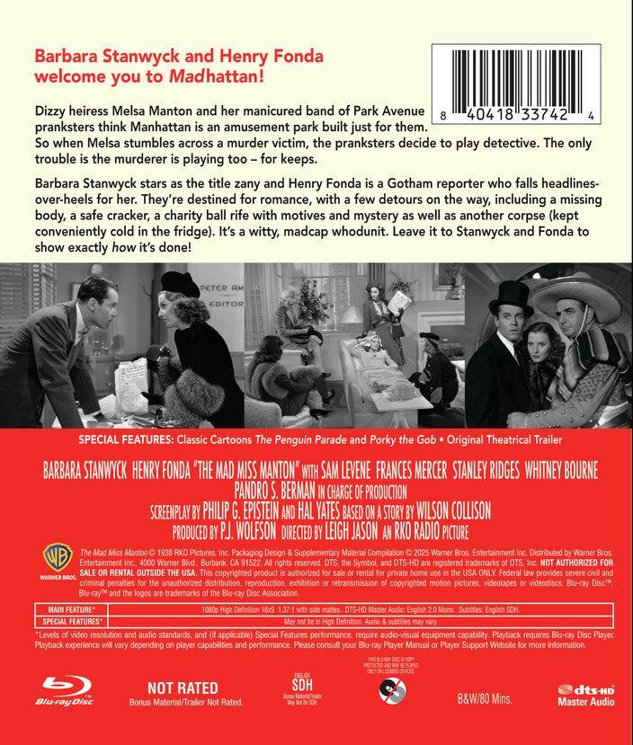 the mad miss manton - Back Panel - Blu-ray