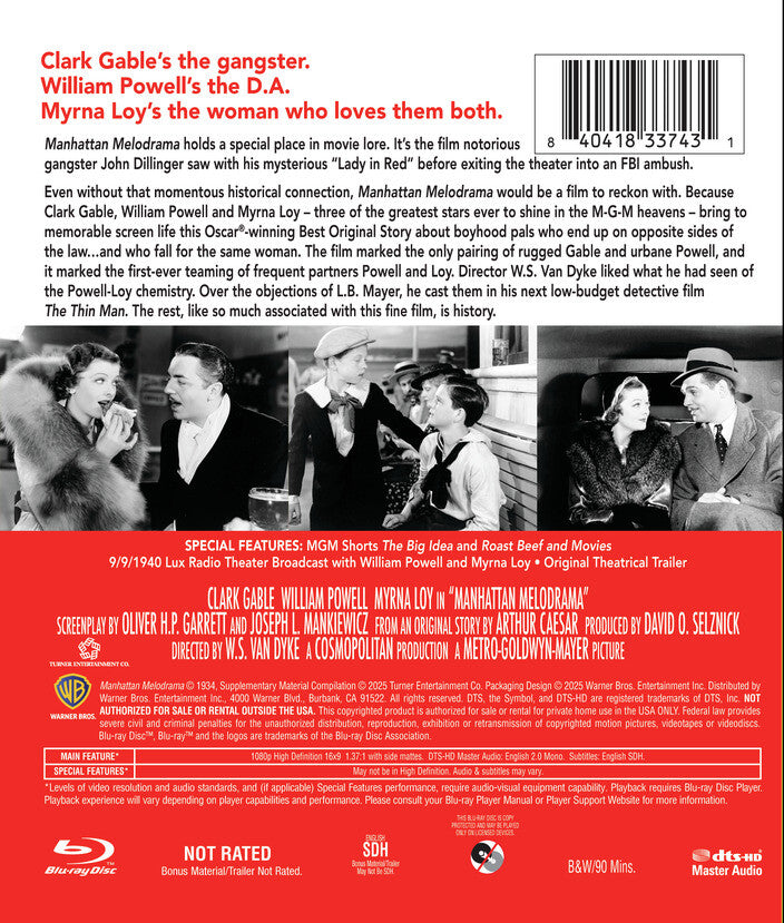 manhattan melodrama - Back Panel - Blu-ray