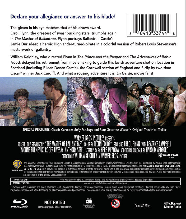 the master of ballantrae - Back Panel - Blu-ray