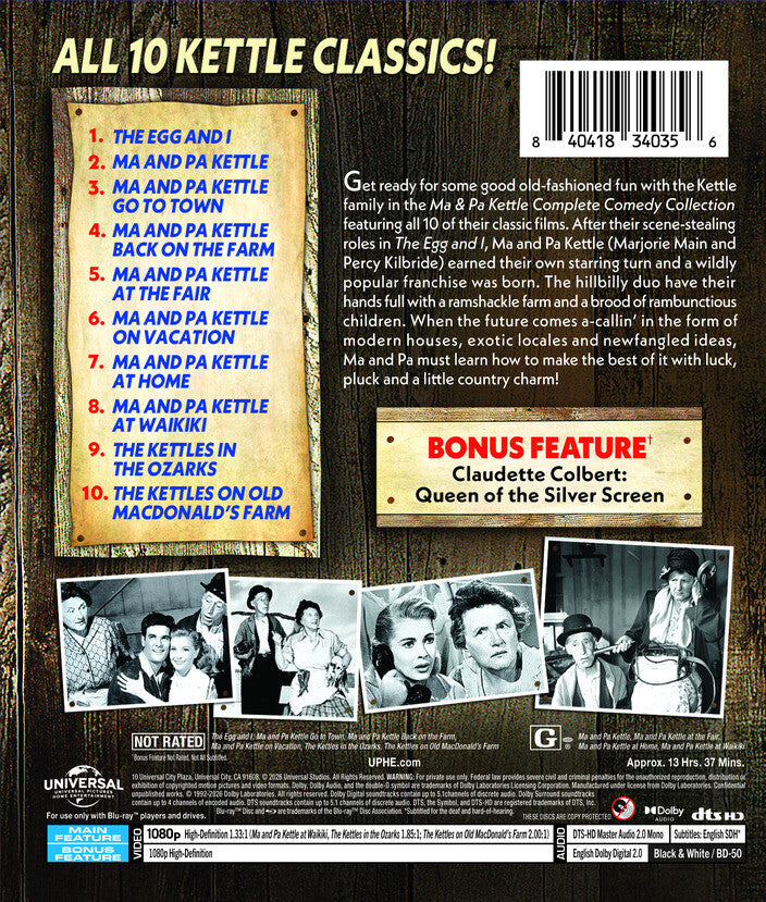ma and pa kettle: complete comedy collection - Back Panel - Blu-ray