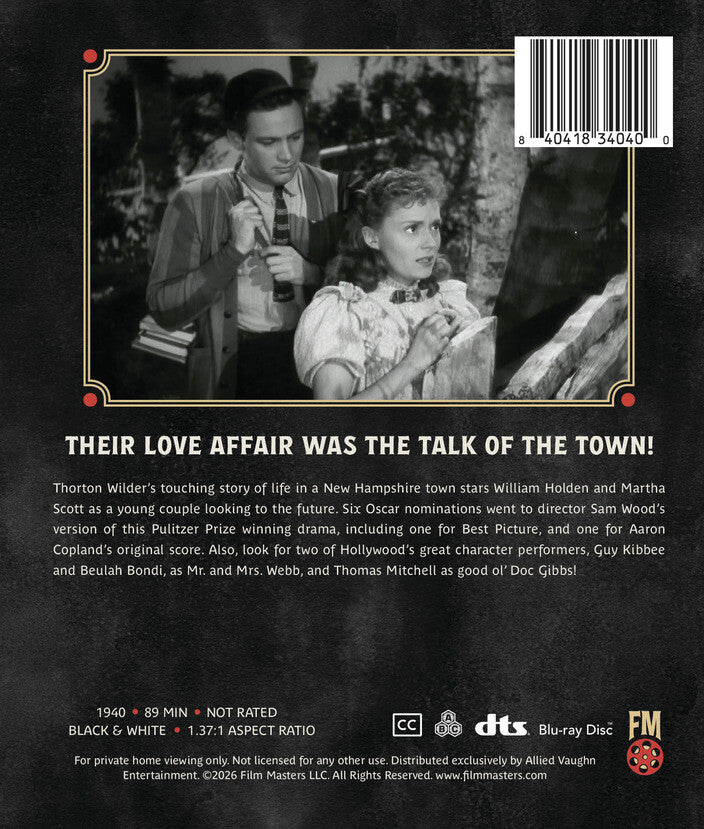 Our Town (1940) | Newly Restored Archive Collection [Blu-ray] - Back Panel - 