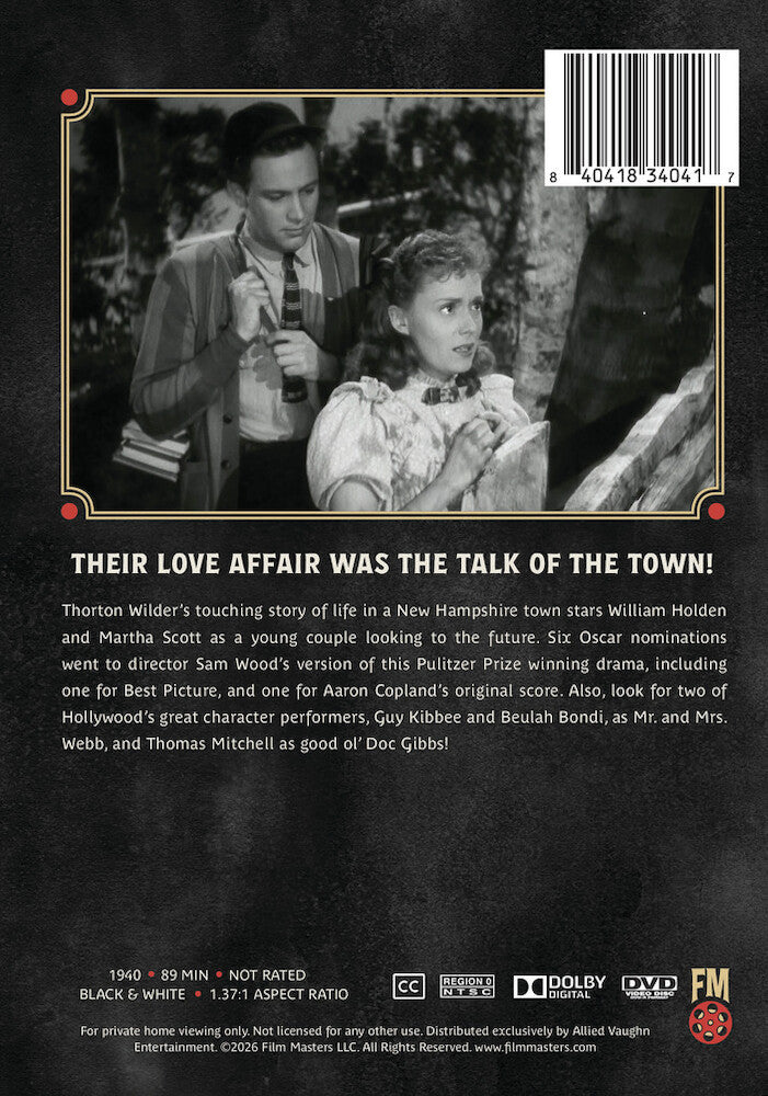 Our Town (1940) | Newly Restored Archive Collection - Back Panel - 