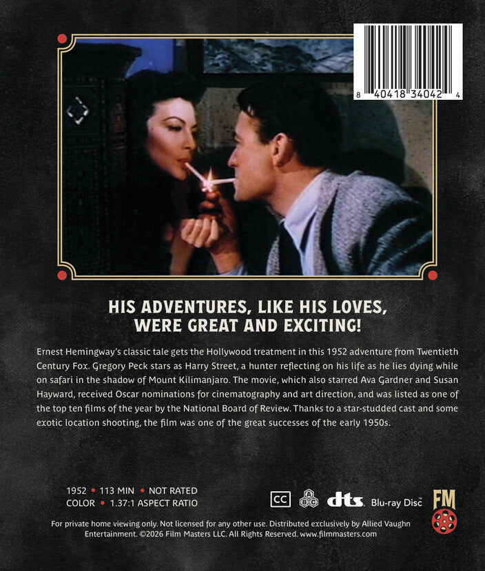 The Snows of Kilimanjaro (1952) | Newly Restored Archive Collection [Blu-ray] - Back Panel - 