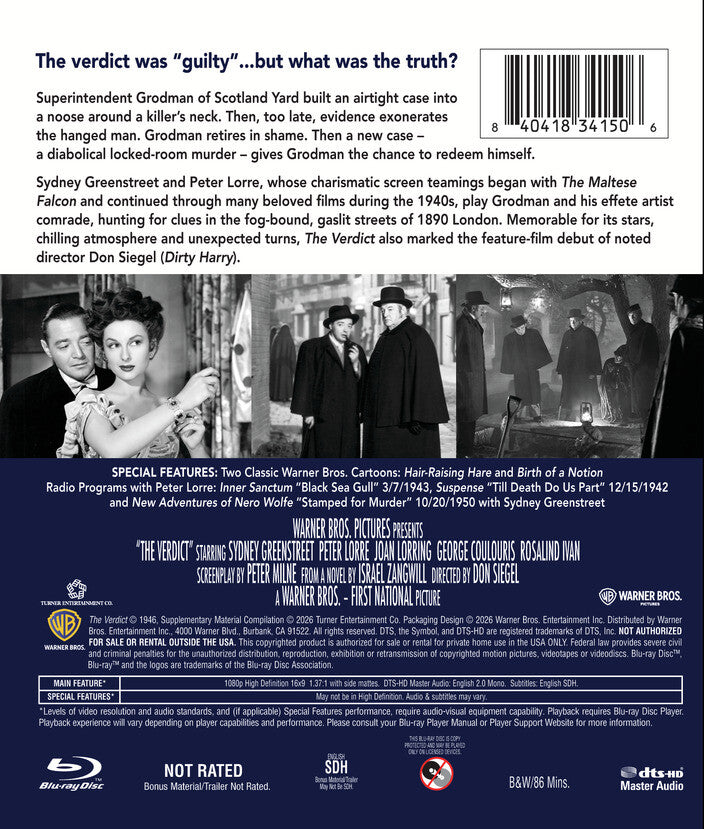 The Verdict (1946) [Blu-ray] - Back Panel - 