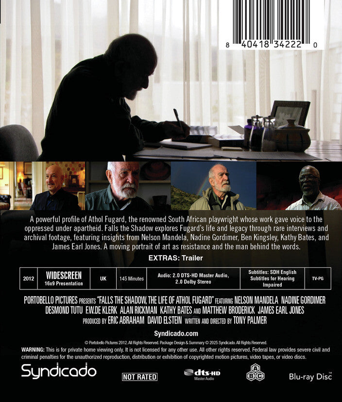 Falls The Shadow, The Life Of Athol Fugard (INSTITUTION COPY with limited public performance rights) - Back Panel - 